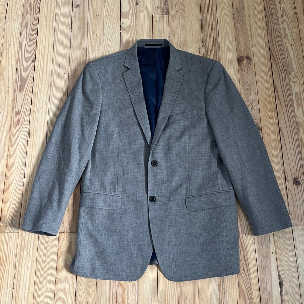 Combatant Gentlemen Mens‎ 42R Slim Fit Grey 100% Wool 2-Button Blazer Jacket